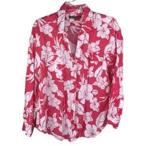 Gently used Tommy Bahama Pink and White Floral Button Down Shirt